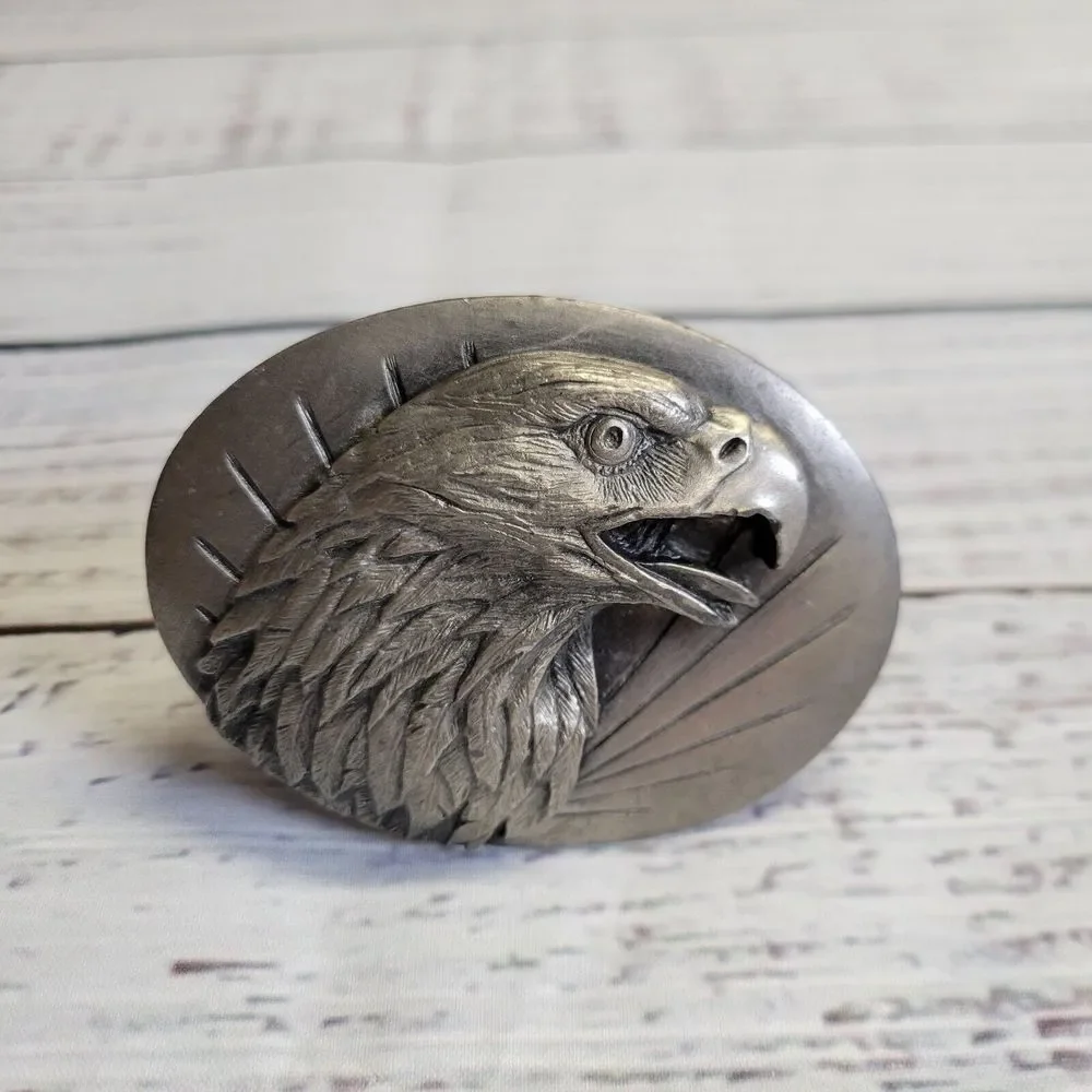 Siskiyou Buckle Co Eagle American  Belt Buckle Silver‎ Pewter Tone Metal 1987